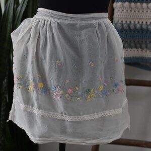 Vintage Handmade Embroidery Half Apron